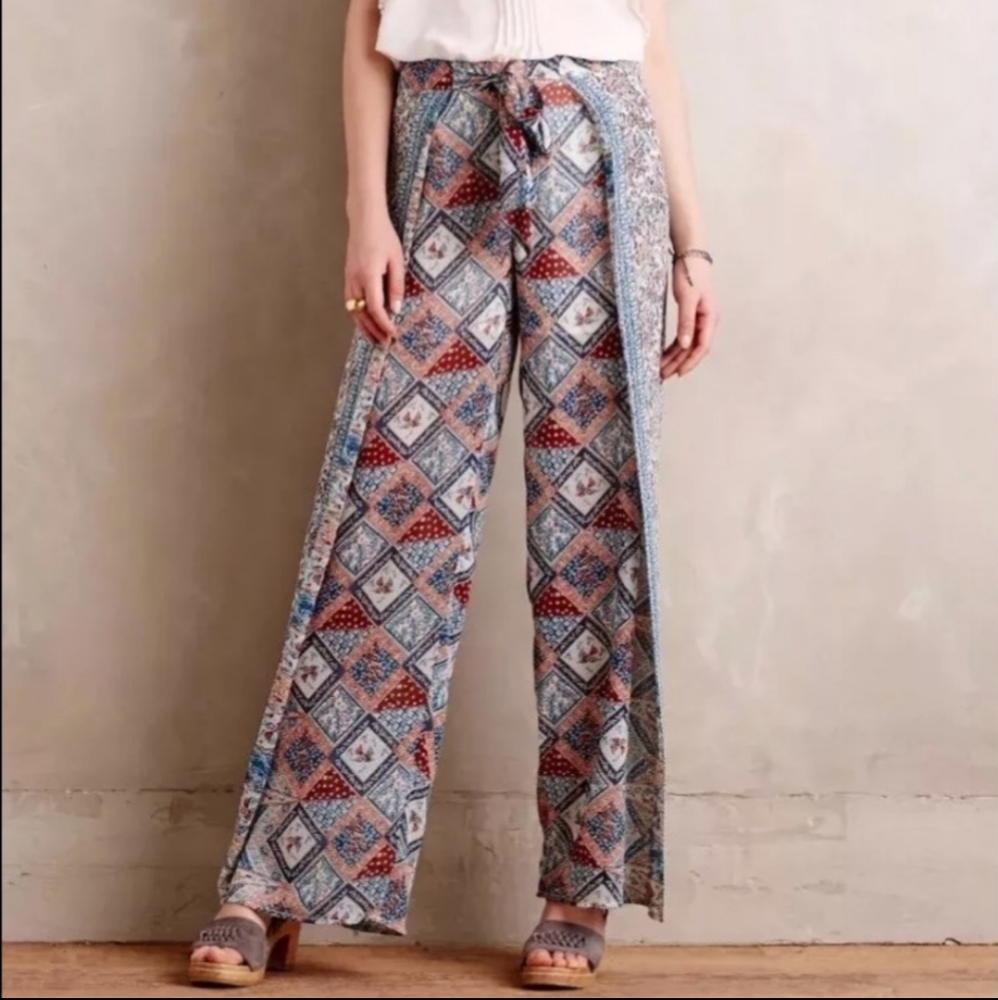 Anthropologie Elevenses Seaflower Wide Leg Pants 4